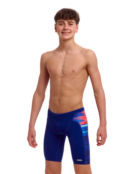 Funky Trunks - Boys Storm At Sea Swim Training Jammer - Navy/Multi - Model Front