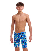 Funky Trunks - Boys Tetra Tonic Swim Training Jammer - Blue - Model Front