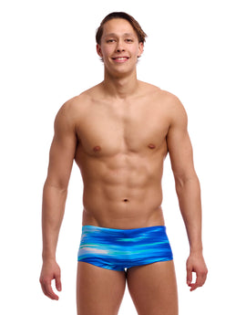 Funky Trunks - Sea Breeze Sidewinder Swim Trunks - Blue - Model Front