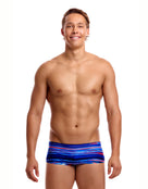 Funky Trunks - Lost Lines Sidewinder Swim Trunks - Blue/Red - Model Front