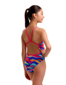 Funkita - Girls Royal Wave Single Strap Swimsuit - Multi - Model Back/Model
