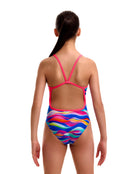Funkita - Girls Royal Wave Single Strap Swimsuit - Multi - Model Back