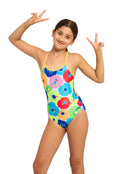 Zoggs - Girls Bloomie Strikeback Swimsuit - Multi - Model Front with Pose
