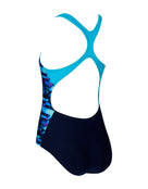 Zoggs - Girls Drone Rowleeback Swimsuit - Blue/Navy - Product Back