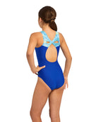 Zoggs - Girls Fishdom Infinity Back Swimsuit - Blue - Model Back
