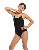 Zoggs - Girls Freedom Sprintback (Period Proof) Swimsuit - Black - Model Front/Side