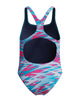 Speedo - Girls Hyperboom Printed Medalist Swimsuit - Blue/Pink - Product Front