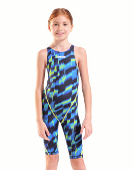 Arena - Girls Limited Edition Powerskin ST Next Open Back - Aqua Gleam - Model Front