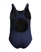 Speedo - Girls Placement Muscleback Swimsuit - Navy/Green - Product Back