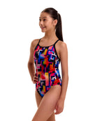 Funkita - Girls Putty Rules Diamond Back Swimsuit - Multi - Model Front/Side