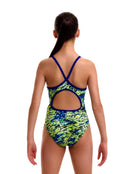 Funkita - Girls Scaled Back Diamond Back Swimsuit - Green/Blue - Model Back