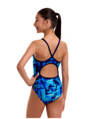 Funkita - Girls You Blued Diamond Back Swimsuit - Blue - Model Back/Side