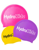 HK-Junior-silicone-swimcaps-three-colours-pink-purple-yellow