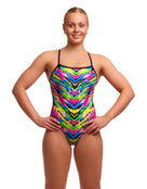 Funkita - Happy Hide Single Strap Swimsuit - Multi - Model Front with Pose