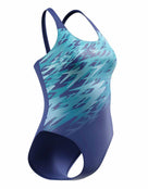 Speedo - Hyperboom Placement Muscleback Swimsuit - Dark Blue/Light Blue - Product Front/Side