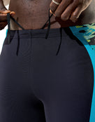Speedo - Hyperboom Splice Mid Swim Jammer - Blue/Green - Model Front Close Up