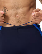 Speedo - Hyperboom Splice Mid Swim Jammer - Navy/Blue - Model Front Close Up