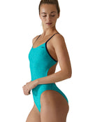 TYR - Lapped Durafast Elite Cutoutfit Swimsuit - Teal - Model Side