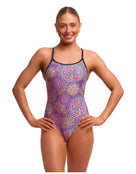 Funkita - Love Lacy Diamond Back Swimsuit - Multi - Model Front with Pose