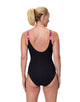 Speedo - Luna Lustre Printed Swimsuit - Black/Pink - Model Front