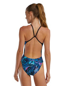 TYR - Marmaris Durafast Elite Cutout Swimsuit - Blue/Pink - Model Back