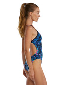 TYR - Marmaris Durafast Elite Cutout Swimsuit - Blue/Pink - Model Side