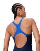 Speedo - Medley Logo Medalist Swimsuit - Navy/Blue - Model Back Close Up