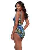 Miraclesuit - Gasparilla Oceanus Swimsuit - Black/Blue/Green - Model Back/Side