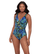Miraclesuit - Gasparilla Oceanus Swimsuit - Black/Blue/Green - Model Front/Side