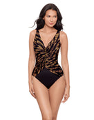 Miraclesuit - Raya De Safari Charmer Swimsuit - Black/Brown - Model Front/Side