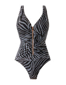 Miraclesuit - Zirconic Zipt Swimsuit - Black/White - Product Front