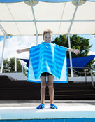 Zoggs - Nautical Stripes Kids Poncho Hooded Towel Robes - Blue - Product in Use