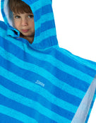 Zoggs - Nautical Stripes Kids Poncho Hooded Towel Robes - Blue - 3-5 Years Old - Model Front Close Up
