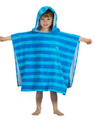 Zoggs - Nautical Stripes Kids Poncho Hooded Towel Robes - Blue - 3-5 Years Old - Model Front