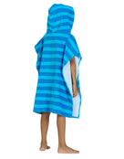 Zoggs - Nautical Stripes Kids Poncho Hooded Towel Robes - Blue - 3-5 Years Old - Model Side