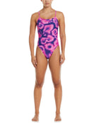 Nike - Hydrastrong Digital Haze Cutout Swimsuit - Fierce Pink - Model Front Full Body