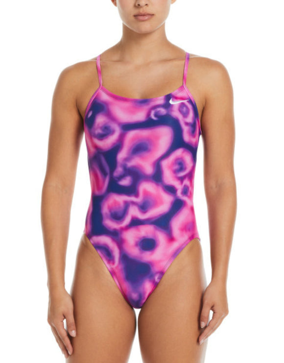 Nike - Hydrastrong Digital Haze Cutout Swimsuit - Fierce Pink - Model Front