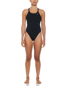 Nike - Womens Hydrastrong Solid Spiderback Swimsuit - Black - Model Front Full Body