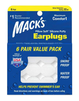 Mack's - Pillow Soft Silicone Puffy Earplugs - 6 Pairs - Clear