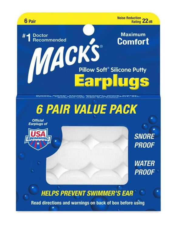 Mack's - Pillow Soft Silicone Puffy Earplugs - 6 Pairs - Clear