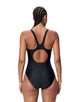 Speedo -Placement  Medalist Swimsuit - Black/Light Green - Model Front
