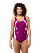 Speedo - Quantum Contour Swimsuit - Dark Pink/Pink - Model Front