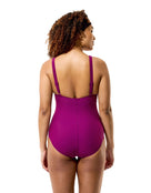 Speedo - Quantum Contour Swimsuit - Dark Pink/Pink - Model Back