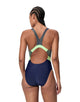 Speedo - Quantum Rib Splice Swimsuit - Navy/Light Green - Model Front