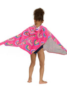 Zoggs - Rainbow Magenta Kids Poncho Hooded Towel Robe - Pink - Age 3-5 - Model Back with Pose