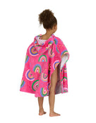 Zoggs - Rainbow Magenta Kids Poncho Hooded Towel Robe - Pink - Age 3-5 - Model Back
