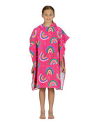 Zoggs - Rainbow Magenta Kids Poncho Hooded Towel Robe - Pink - Age 5-10 - Model Front