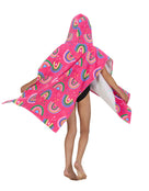 Zoggs - Rainbow Magenta Kids Poncho Hooded Towel Robe - Pink - Age 5-10 - Model Back
