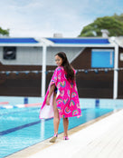 Zoggs - Rainbow Magenta Kids Poncho Hooded Towel Robe - Pink - Product in Use