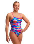 Funkita - Royal Wave Single Strap Swimsuit - Multi - Model Front/Side